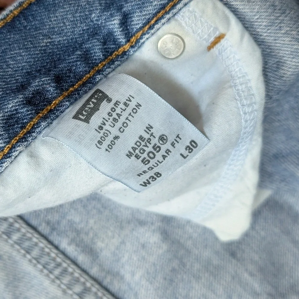 Vintage Y2K Levi's 505 Regular Fit Jeans Mens 38x30 Cotton Blue Faded